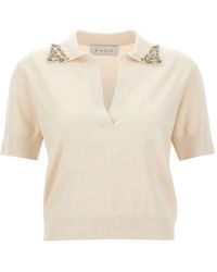 Kaos - Jewel-Embellished Knitted Polo Shirt - Lyst