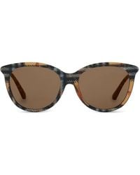 Burberry - Round-Frame Checked Sunglasses - Lyst