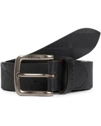 Barbour - Irvine Tartan-Embossed Leather Belt - Lyst