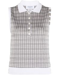 Thom Browne - Check-pattern Sleeveless Knitted Top - Lyst