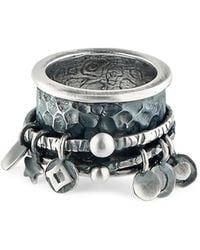 POISONED HEARTS - Hammered Pendant-Detail Rings - Lyst