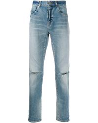 Saint Laurent - Distressed Detail Slim-fit Jeans - Lyst