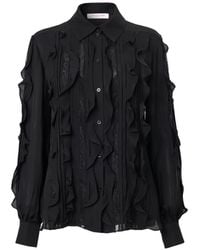 Carolina Herrera - Ruffled Georgette Blouse - Lyst