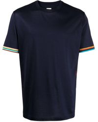 Paul Smith - Striped-trim Cotton T-shirt - Lyst