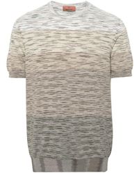 Missoni - Striped Cotton Knitted T-shirt - Lyst