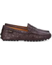 Tod's - Gommino Crocodile-Effect Leather Loafers - Lyst