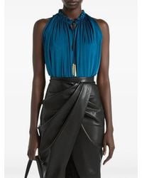 Balmain - Pleated Flowing Jersey Top - Lyst