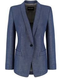 Giorgio Armani - Single-Breasted Denim Blazer - Lyst