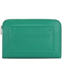 Dolce & Gabbana - Small Calfskin Pouch With Raised Logo - Lyst