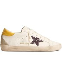 Golden Goose - Bio-Based Super-Star Trainers With Glitter Star And Leather Heels Tab - Lyst