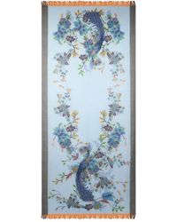 Etro - Peacocks-Print Wool Scarf - Lyst