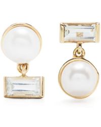 Aliita - 9kt Yellow Gold Perla Baguette Pearl And Amethyst Earrings - Lyst