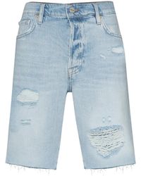 FRAME - Le Slouch Distressed Bermuda Shorts - Lyst