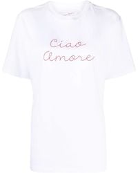 Giada Benincasa - Embroidered-Slogan Cotton T-Shirt - Lyst