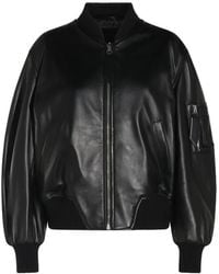 The Attico - Anja Zip-Up Leather Bomber Jacket - Lyst