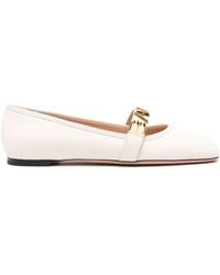 Bally - Logo-Lettering Leather Ballerina Shoes - Lyst