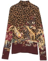 Etro - Leopard-Print Floral-Print Top - Lyst