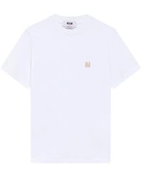 MSGM - Camiseta Con Logo Bordado - Lyst