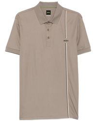 BOSS - Logo-Print Striped Polo Shirt - Lyst