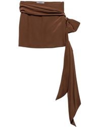 Prada Crepe De Chine Mini Skirt in Brown | Lyst
