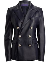 Ralph Lauren - Camden Double-Breasted Leather Blazer - Lyst