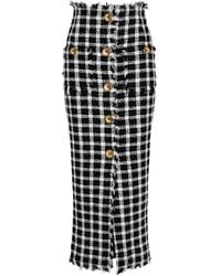 Balmain - Tweed-Rock mit Knöpfen - Lyst