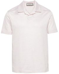 Canali - Gestreiftes Poloshirt Aus Leinengemisch - Lyst