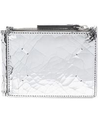 Maison Margiela - Silver Metallic Cracked Leather Cardholder - Men's - Calf Leather - Lyst