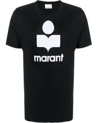 Isabel Marant - T-Shirt aus Leinen mit Logo-Print - Lyst
