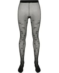 Dolce & Gabbana - Tulle Tights With Jacquard Dg Logo - Lyst