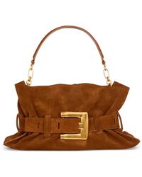 Balmain - Bolso De Hombro Anthem Mediano De Ante Con Placa Del Logo - Lyst