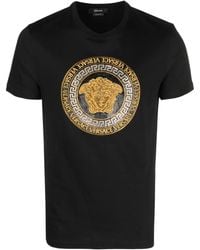 Versace - T-Shirt Verfraaid Met Kristallen - Lyst