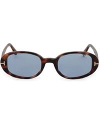 Tom Ford - Tortoiseshell-Effect Oval-Frame Sunglasses - Lyst