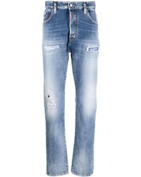 DSquared² - Ripped-detail Straight-leg Jeans - Lyst