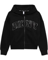 DKNY - Rhinestone-Embellished Zip-Up Hoodie - Lyst