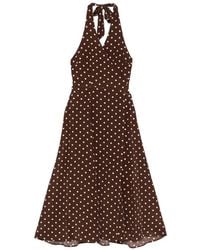 P.A.R.O.S.H. - Polka-Dot Halterneck Midi Dress - Lyst