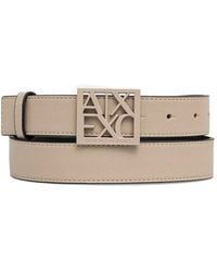 ARMANI EXCHANGE - Adjustable Belt With Matte Finish And Square Cut-Out Buckle - Lyst