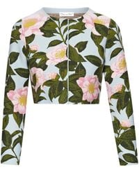 Oscar de la Renta - Camellia Floral-jacquard Cardigan - Lyst