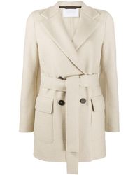 Harris Wharf London Abrigo con doble botonadura y cinturón - Neutro