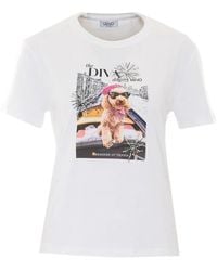 Liu Jo - Graphic-Print Rhinestone-Embellished T-Shirt - Lyst