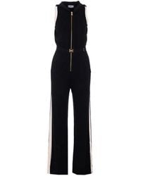 Elisabetta Franchi - Knit Fabric Jumpsuit With Shiny Viscose Bands - Lyst