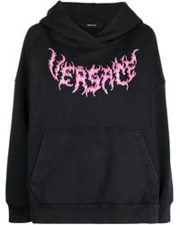Versace - Logo-Print Cotton Hoodie - Lyst