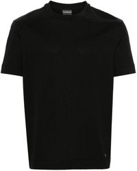 Emporio Armani - Herringbone-pattern Cotton T-shirt - Lyst