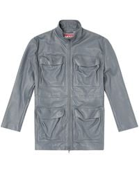 DIESEL - Leather Field Jacket - Lyst