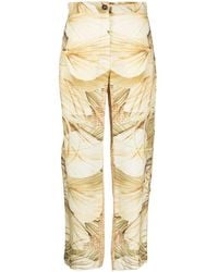 Fay - Pantalones Rectos Con Naturaleza Estampada - Lyst