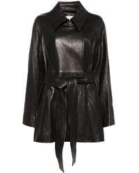 Khaite - Belted Leather Coat - Lyst