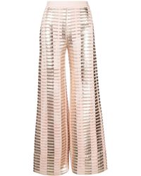 Genny - Metallic-Finish Flared Trousers - Lyst