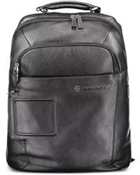 Piquadro - Pebbled Leather Backpack - Lyst