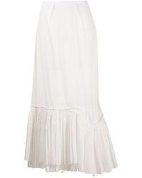 Marni Falda con dobladillo peplum deshilachado - Blanco