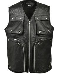 BREATH - Grunge Eyelet-Embellished Leather Cargo Vest - Lyst